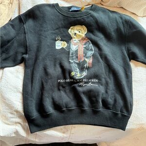 Polo Bear Sweatshirt Polo by Ralph Lauren Black Sweater with Bear Design - S